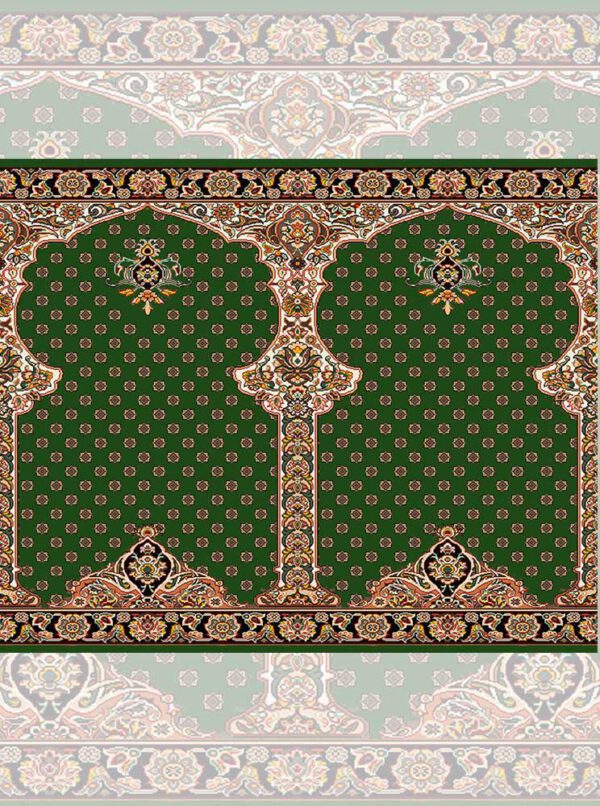 سجاده فرش محراب دار طرح یاسین رنگ سبز