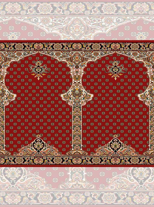 سجاده فرش محراب دار طرح یاسین رنگ قرمز